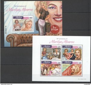 2016 Maldives Famous People Marilyn Monroe Bl+Kb ** Ml064