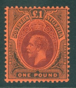 SG 56 Southern Nigeria 1912. £1 purple & black/red. Fine unmounted mint