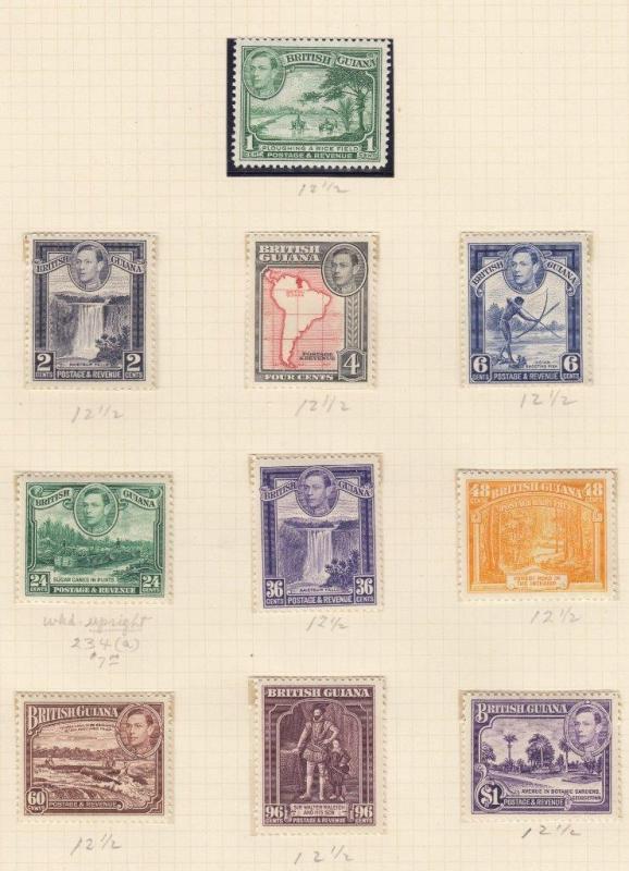 BRITISH GUIANA KGV1 MLH ISSUES DIFFERENT PERFS ETC