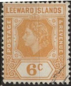 Leeward Islands 139 (used) 6p Elizabeth II, org (1954)