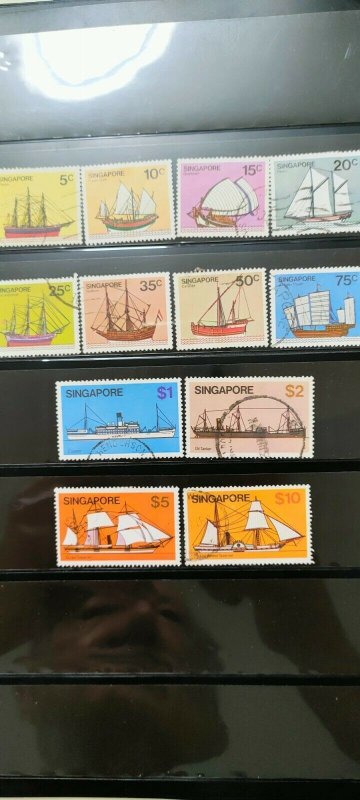 SINGAPORE 1980 SHIP SERIES FULL SET WITH HIGH VALUE SET  IN USED CONDITION