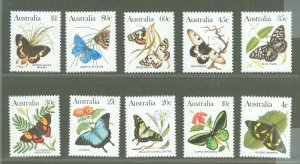 Australia  #872-880  Single (Complete Set) (Butterflies) (Fauna)