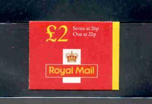 Great Britain Sc BK749 1990 MH216a Machin stamp booklet  mint NH