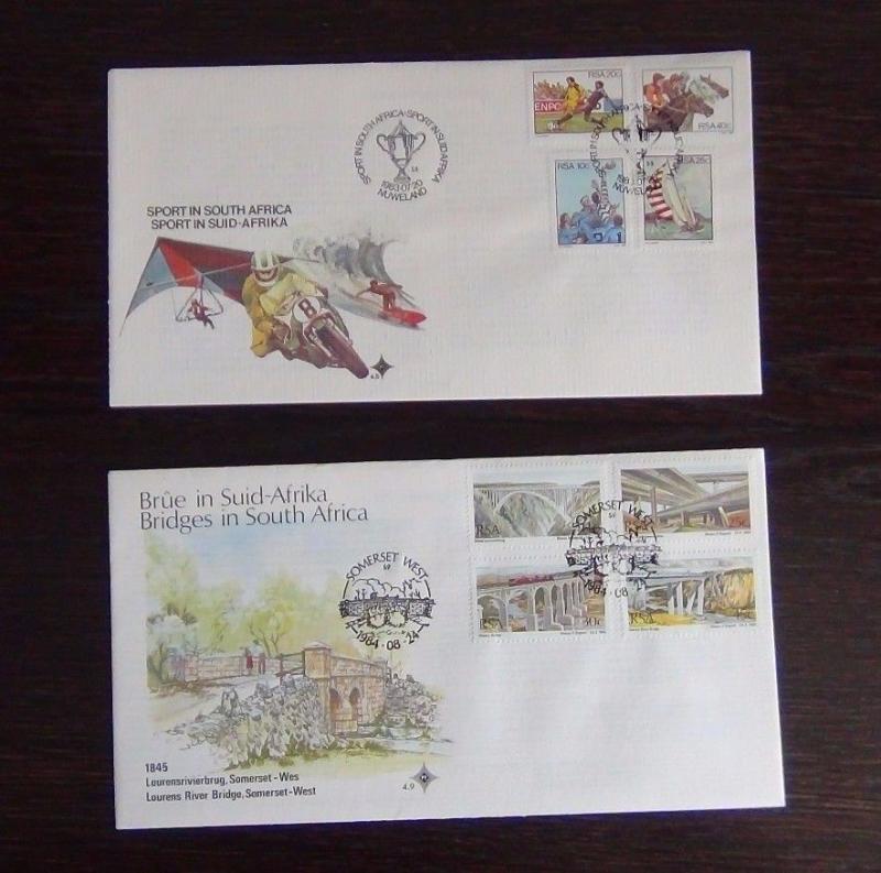 South Africa 1983 1984 FDC x 10 Medals Bridges Minerals Tourism Trains Botha  