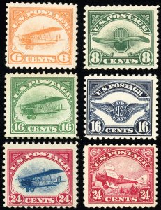 US Stamps # C1-6 Airmail MNH F-VF Fresh Set