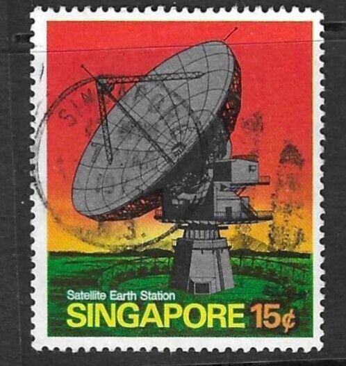 SINGAPORE SG160 1971 15c OPENING OF EARTH SATELLITE EARTH STATION USED