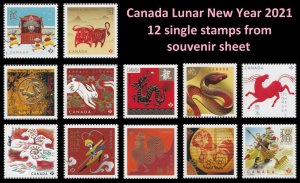 Canada 3259 Lunar New Year Cycle P set 12 (from sheet) MNH 2021