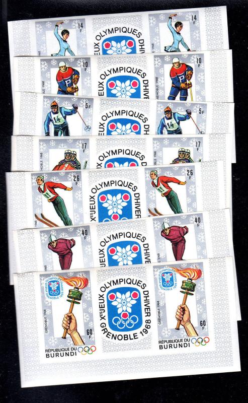 BURUNDI #226-232  1968  OLYMPIC GAMES   MINT  VF NH  O.G 7 S/S OF 2 IMP.