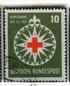 GERMANY WEST; 1953 early Red Cross issue fine used 10pf. value