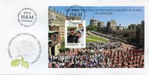 Kiribati 2018 FDC Prince Harry Meghan Royal Wedding 1v M/S Cover Royalty Stamps