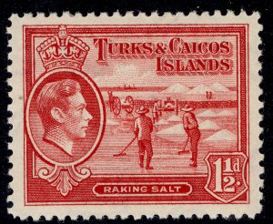 TURKS & CAICOS ISLANDS GVI SG197, 1½d scarlet, M MINT.