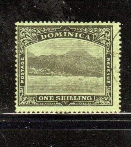 DOMINICA #43 1907 1sh ROSEAU, CAPITOL OF DOMINICA USED F-VF