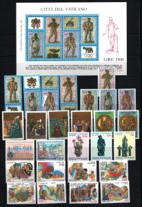 VATICAN 1987 COMPLETE YEAR SET OF 30 STAMPS & S/S MNH