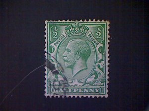 Great Britain, Scott #187, used (o), 1924, King George V, ½d, green