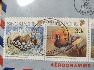 USA 1965 J.E.KENNEDY 11c U/A REGISTERED AEROGRAM  WITH  SINGAPORE STAMP SET.