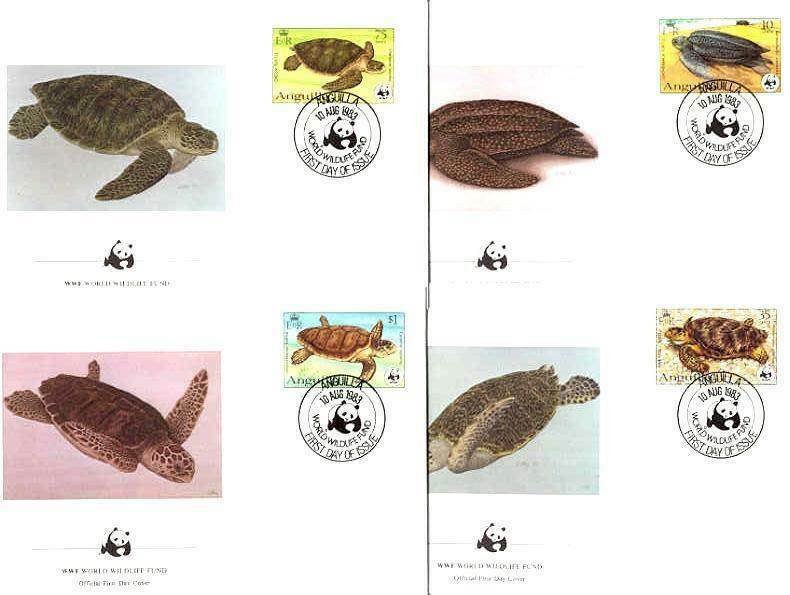 Anguilla Mi.541-44 FDC WWF/Turtles