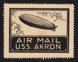 US 1930 USS Airship Akron Airmail Label Printed by Roessler