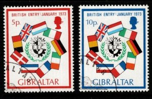 GIBRALTAR SG308/9 1973 BRITAINS ENTRY TO EEC FINE USED