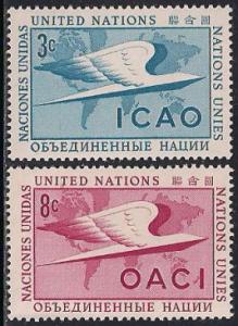 United Nations - New York #31-32 MNH CV$1.60 ICAO OACI Civil Aviation