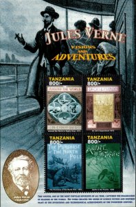 Tanzania 2005 - Jules Verne - Sheet of 4 Stamps - Scott #2374 - MNH