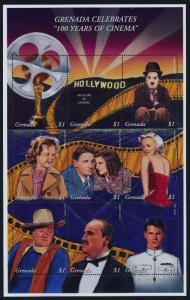 Grenada 2470 MNH 100 Years of Cinema, Movie Stars, Oscars, Chaplin, Monroe