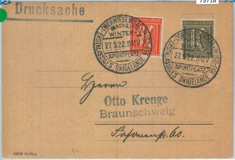 73718 - GERMANY - POSTAL HISTORY -  POSTMARK on special postcard:  Skiing  1922