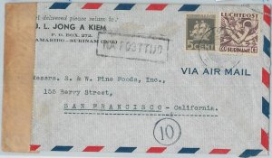 74605 - SURINAME - POSTAL HISTORY - COVER to USA with CENSOR TAPE! 1941-