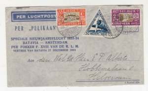 NETHERLANDS EAST INDIES, 1933 PELIKAAN Flight cover, Batavia to Netherlands.