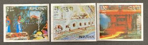 Bhutan 1969  #103,c,e, Steel Making In Steel Foil, MNH.