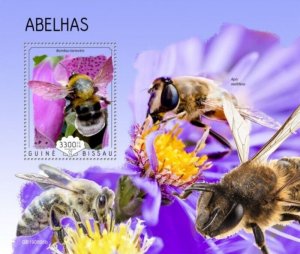 Guinea-Bissau - 2019 Bees on Stamps - Stamp Souvenir Sheet - GB190806b