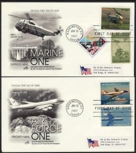 2007 U.S Presidential Aircrafts complete Artcraft set FDC Sc# 4144 4145