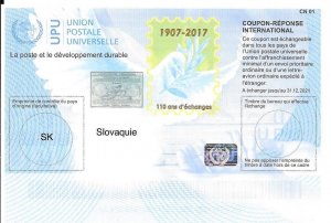 SLOVAKIA - (IRC) INTERNATIONAL REPLY COUPON (110. Year) (MINT), MNH