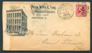 1892 Wiles & Sons Wholesale Grocers -  Zanesville, Ohio to Canal Lewisville, OH