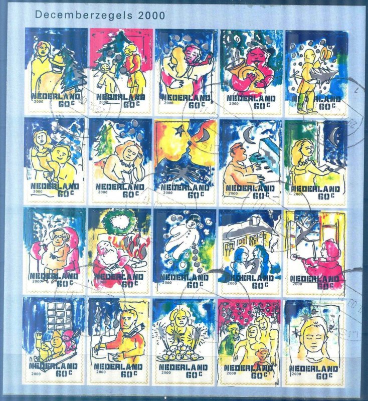 Netherlands 2000 Christmas Sc. 1063 a-t Mi. 1835-54 Sheet Used