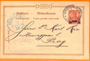 99940 - German Levant TURKEY - POSTAL HISTORY - STATIONERY CARD to PRAGUE 1901-