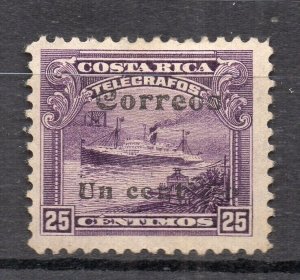 Costa Rica 1907 Early Issue Fine Used 1c. Surcharged NW-231944