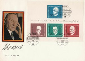 Germany 1968 Bonn Cancel Konrad Adenauer Chancellor FDC Stamps Cover ref 22892