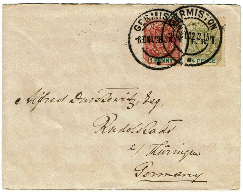 Transvaal 1902 Germiston cancel on cover to Germany, SG 241, 144 pounds