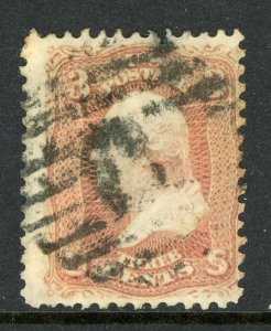 USA 1861 Washington 3¢ Rose Scott #65 VFU R350