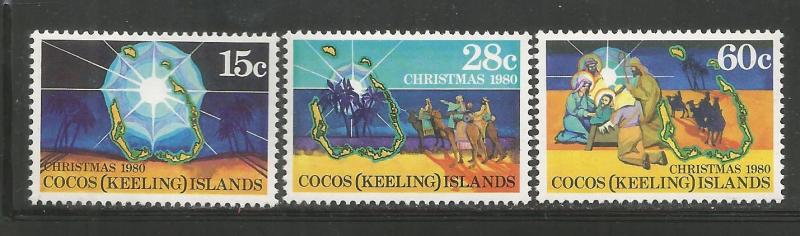 COCOS ISLANDS, 53-55, MNH, CHRISTMAS 1980