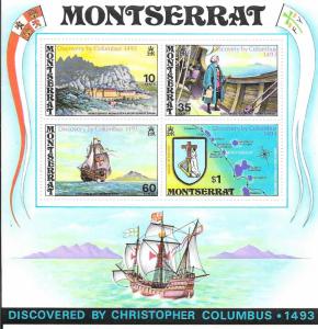 Montserrat #295a  Columbus Discover of Montserrat S/S (MNH) CV $20.00