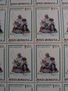 ROMANIA STAMP: 1981 SC#3038  NOMAN ROCKWELL-SNAGGING THE BIG ONE-MNH  FULL SHEET
