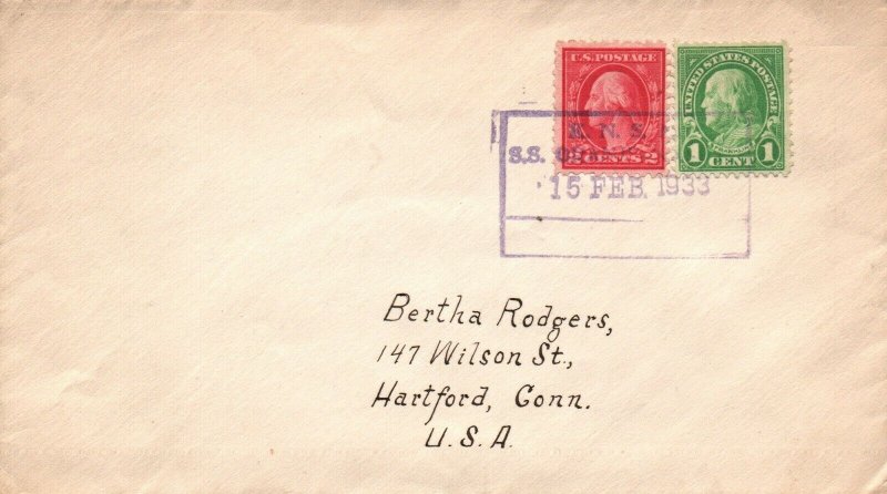 1933 KNSM SS Oranjg Nassau Ship Cover to USA - L35650