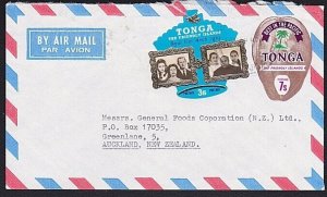 TONGA 1970 Airmail rate cover to NZ - self adhesives franking..............B6677