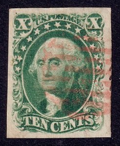 US Scott 14, 1855 Washington, 10c green, VERY FINE USED