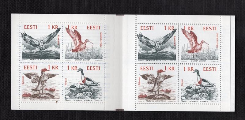 Latvia   #332-335a  MNH  1992  birds  booklet with 2 panes of 4