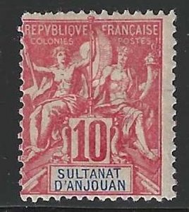 AnJouan, 1900, Scott #6, 10c red, Navigation and Commerce, mint, hinged