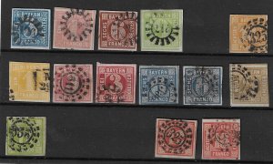 GERMANY - STATES Bavaria: 1850-63 Imperfs mainly nicer copies - 39308