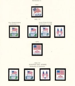 U S 1963-1975 Flag Issues Ten (10) Different Stamps Including Coils Mint NH