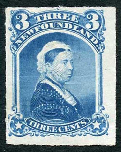 Newfoundland SG42 1879 3c Rouletted Mint Fine Fresh Stamp